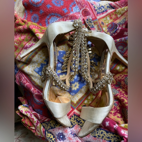 Badgley Mischka Grammy Jewel Embellished Open Toe High Heel Sandals - Picture 6 of 8